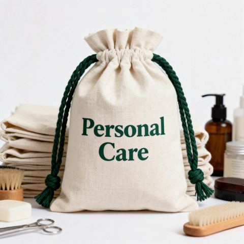 Wholesale Recycled Cotton Jewelry Bag Custom Sizes Natural Cotton Drawstring Bag for Personal Care Packaging
