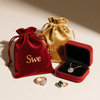 Velvet Drawstring Jewelry Packaging Bag Suede Jewelry Drawstring Pouches for Travel Storage in Red and Gold