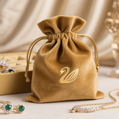 Large Velvet Jewelry Pouch with Logo and Suede Bag for Jewelry Storage or Small Gift Organizer in Premium Quality