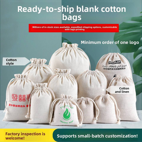 Custom Cotton Linen Drawstring Bag Small Cloth Storage Bag for Organizing & Shopping Handmade Drawstring Cotton Bag