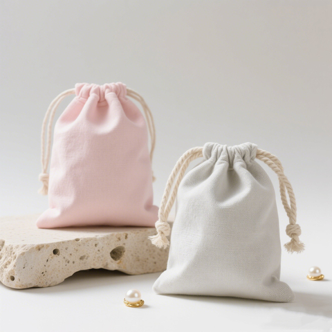 Wholesale Bracelet Earrings Brooch Packaging Bag Jewelry Drawstring Pouch Reusable Blank Organic Cotton Drawstring Bag with Logo