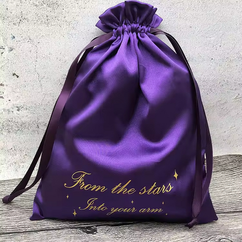 Custom Printed Satin & Organza Jewelry Pouch Jute Drawstring Ring Necklace Storage Bag for Gift Packaging