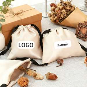 Satin Cloth Drawstring Storage & Gift Packaging Bag with Printed Logo Antique Silk Scarf Design