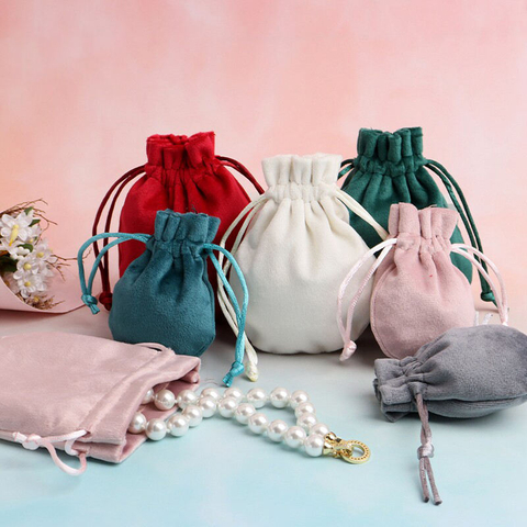 Custom Printing Logo Velvet Dice Bag Jewellery Bag Flannel Necklace Drawstring Bags Pouch for Earring Bracelet