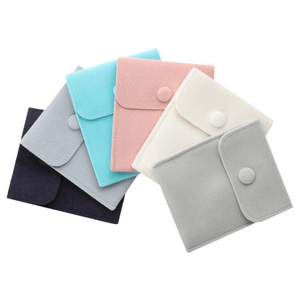 Custom Logo Suede Microfiber Envelope Button Bag Perfume Gift Crystal Storage Bag Jewelry Packaging Pouch