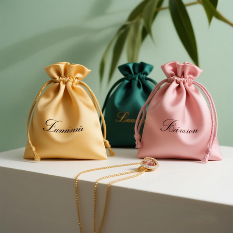 Personalized Satin Jewelry Pouch Silk Satin Drawstring Bag for Perfume or Jewelry Storage with Custom Logo