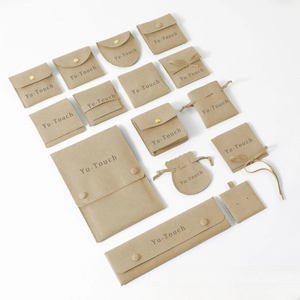 Luxury Custom Microfiber Jewelry Bags Packaging for Earring Necklace Suede Envelope Flap Button Jewelry Pouch Small Crystal Sack