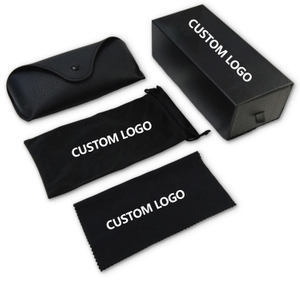 High Quality Custom Logo PU Leather Sunglasses Case Box Black Glasses Pouches Cloth Glasses Package Sunglasses Paper Box