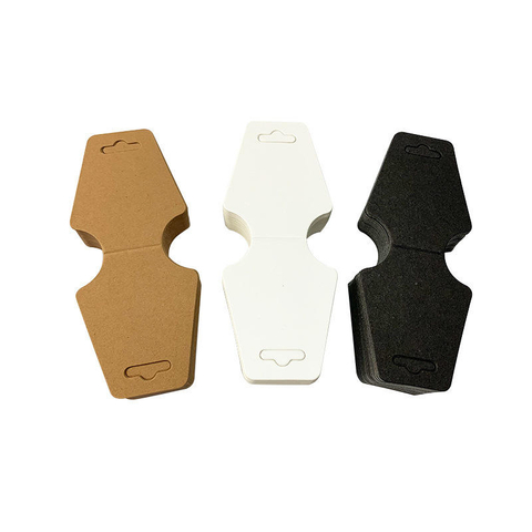 Jewelry Packaging Kraft Paper Card Black and White Folded Hanging Band for Necklaces and Hair Accessories Display Rope Bags