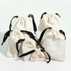 Custom Logo Printing Cotton Linen Drawstring Bag Reusable Shoe Wallet Gift Packaging Handbag Cotton Dust-proof Pouch