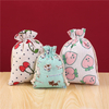 Recyclable Ready-Made Printed Cotton Linen Drawstring Storage Bags for Jewelry Gift Packaging with Customizable Logo