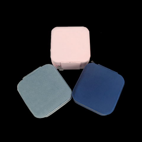Wholesale Women Girls Earring Box Organizer Portable Jewelry Storage Box PU Leather Small Travel Microfiber Jewelry Box