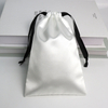 Custom Printing Logo White Satin Drawstring Dust Bag Reusable Luxury Silk Satin Lingerie Packing Shopping Pouch