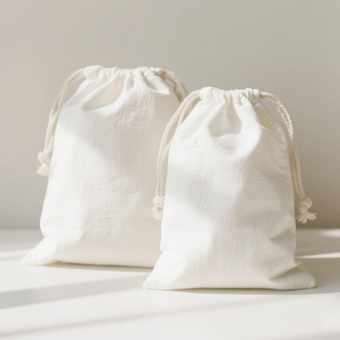 Plain Empty Cotton Bag and Fold Over Pouch for Bulk Filling Packaging White Cotton Drawstring Bag for DIY Customization