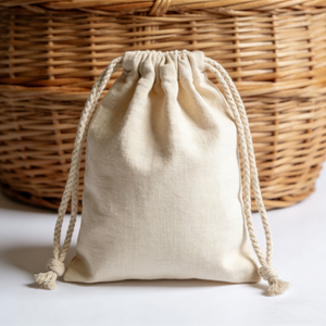 Eco-Friendly Custom Logo High Quality Cotton Drawstring Pouch Screen Printing Storage Bag Organic Bag for Candle Gift