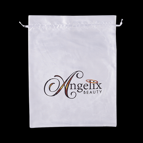 Custom Weave Private Label Drawstring Bundles Silk Packaging Satin Hair Bag Gift Screen Jewelry Pouch with logo
