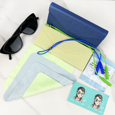 Factory Bulk Custom Microfiber Optical Lens Cleaning Cloth for Eyewear Logo Printed Eyeglasses Box Cord Eyeglasses Care Products