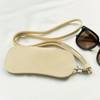 Custom Portable Travel Lanyard Sunglasses Storage case Pu Leather Custom logo Sunglass Pouch Bag