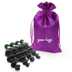 Custom Logo Large Satin Drawstring Bag Eco-Friendly Reusable Hair Bundle Packaging for Jewelry and Gifts