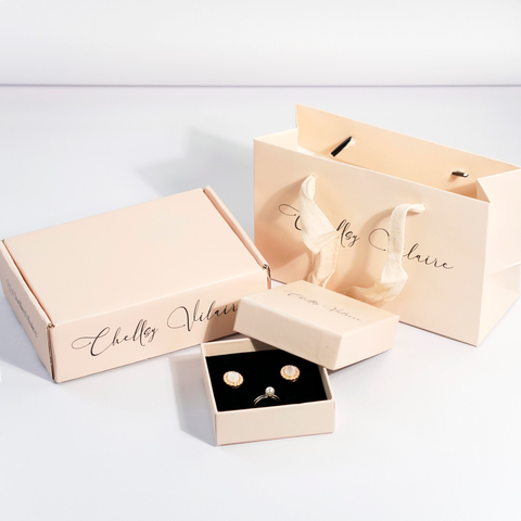 Luxury Custom Logo Cardboard Paper Jewellery Gift Boxes for Ring Earrings Necklace Bracelet Packaging Complimentary Paper Bag