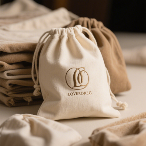 Custom Logo Cotton Dust Bag Brushed Flannel & Muslin Drawstring Pouch for Clothing and Handbags, Multiple Sizes