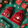 Christmas Themed Jewelry Gift Bags and Merry Christmas Pouches for Holiday Sales in Velvet Flannel with Custom Print