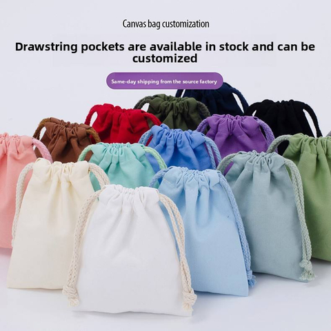 Wholesale White Cotton Drawstring Bag Screen Printing Eco-friendly Gift Packaging and Storage Bag with Custom Logo