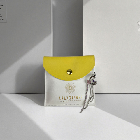 Custom Mini Button Bracelet Jewelry Pouches Envelope Shape Leather Gift Bag for Jewellery Button Bag Packaging
