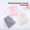 Luxury Color Velvet Jewelry Storage Bag Custom Logo Printed Velvet Drawstring Perfume Gift Packing Pouch