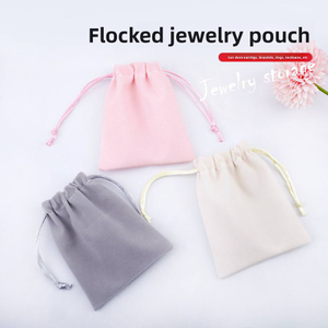 Luxury Color Velvet Jewelry Storage Bag Custom Logo Printed Velvet Drawstring Perfume Gift Packing Pouch