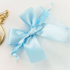 Custom Blue Organza Gift Bag with Ribbon Bow for Cosmetics and Jewelry Packing Drawstring Pouch for Elegant Presentation