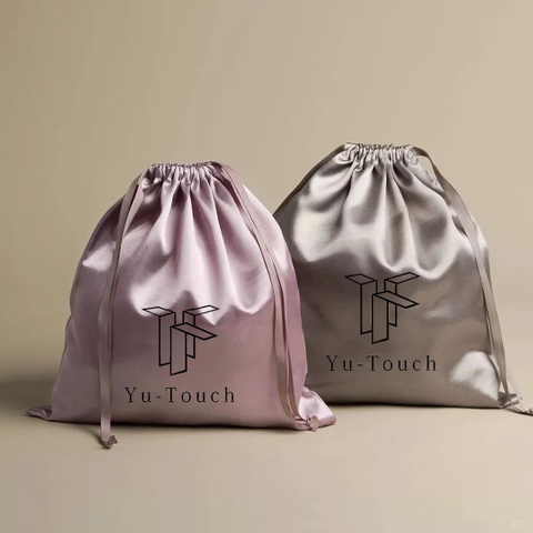 Eco-frinedly Custom Print Logo Large Satin Jewelry Pouch Color Silk Satin Candy Drawstring Bag Dust Jewelry Bag