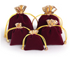 Custom 7*9cm Golden Velvet Drawstring Bags Soft Wedding Candy Gift and Jewelry Pouches for Weddings and Events