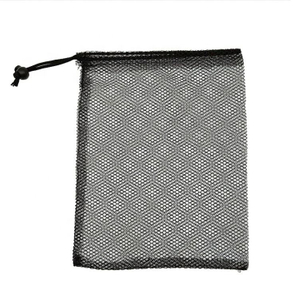 Durable Black Small Polyester Mesh Pouch Bag with logo Label