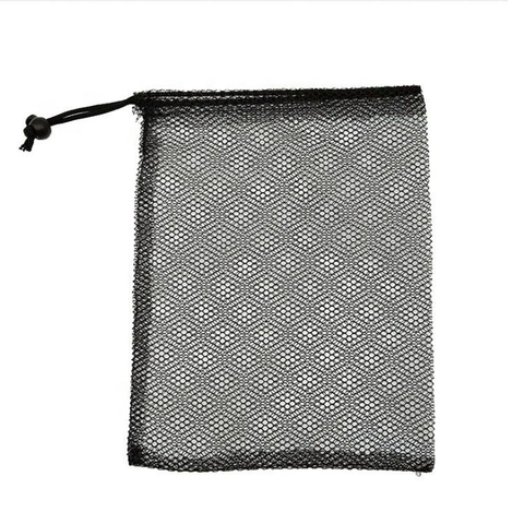 Durable Black Small Polyester Mesh Pouch Bag with logo Label