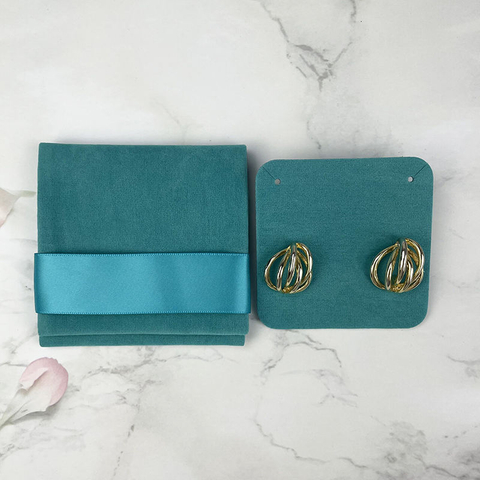 Custom Logo Jewellery Pouch Bag Microfiber Suede Velvet Earring Necklace Jewelry Bag Pouch Packaging With Insert Pad