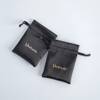 Custom Printed Logo Small Luxury Earring Ring Packaging Drawstring Satin Bag Jewelry Drawstring Bags Pouch Wholesale