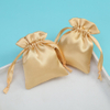 Luxury Gold Soft Small Silk Fabric Perfume Gift Packaging Pouch Custom Printed Logo Satin Dust Jewelry Drawstring Bag