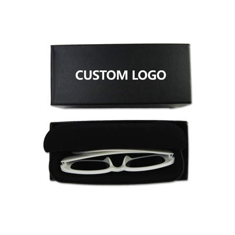 High Quality Custom Logo PU Leather Sunglasses Case Box Black Glasses Pouches Cloth Glasses Package Sunglasses Paper Box
