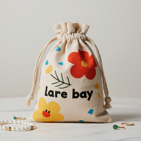 Promotion Custom Logo Printed Gift Organic Canvas Cotton Drawstring Bag Small Drawstring Bag for Jewelry Gift Dust