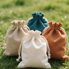 Customized Printing Logo Natural Cotton Drawstring Pouch Soft Muslin Dust Bag for Wedding Parties Jewelry Gift Packaging Bag