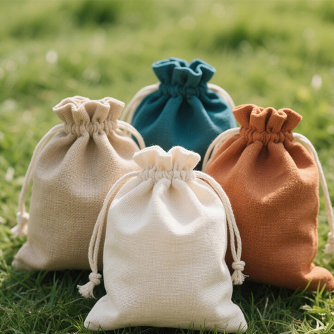 Customized Printing Logo Natural Cotton Drawstring Pouch Soft Muslin Dust Bag for Wedding Parties Jewelry Gift Packaging Bag