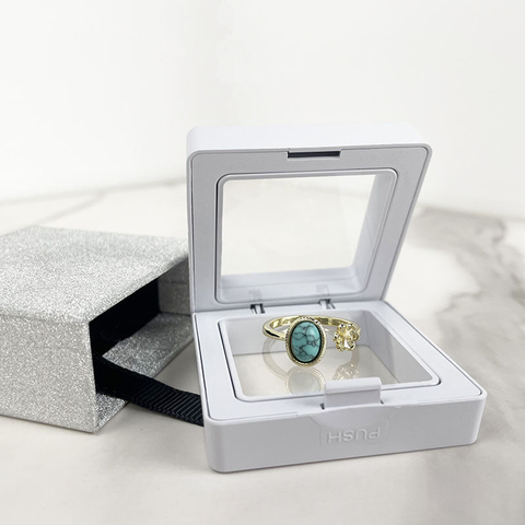 Custom Logo Cardboard Sliding Sleeve Paper Jewelry Storage Drawer Box Packaging With Clear PE Film Floating Gift Display Box