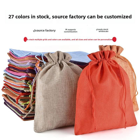 Recyclable Custom Linen Drawstring Bag Ready-Made for Party Wedding Wedding Candy Gift Bag Packaging Cotton Linen Jute Bag