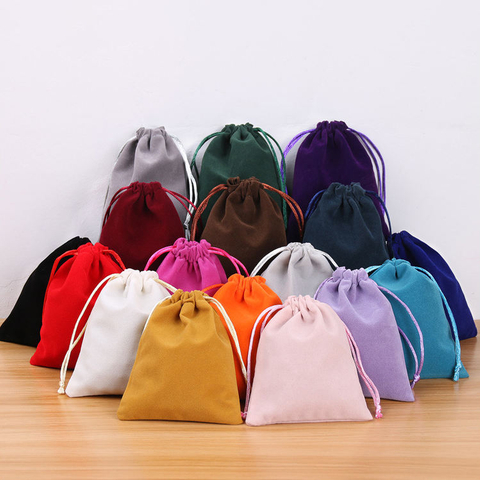 Hot Sale 7*9cm Velvet Cosmetic Earring Pouch Custom Printing Ribbon Strings Gift Candle Perfume Jewelry Velvet Pouch