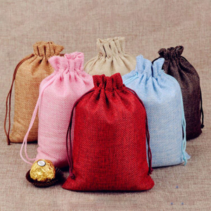 Custom Eco-Friendly Hessian Burlap Drawstring Pouch Candy Gift Bag for Weddings and Parties for Jewelry Packaging