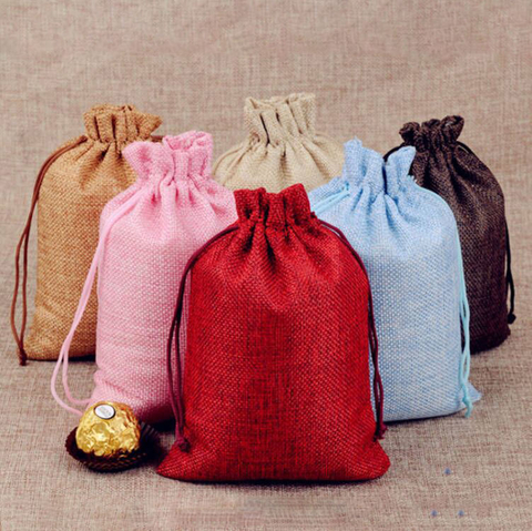 Custom Eco-Friendly Hessian Burlap Drawstring Pouch Candy Gift Bag for Weddings and Parties for Jewelry Packaging