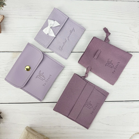 Custom Logo Microfiber Jewelry Pouch Multi-Style Suede Ring Necklace Comb Perfume Storage Microfiber Envelope for Jewelry