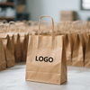 Eco-friendly Recycled Brown Handle Kraft Paper Bags Luxury Custom Food Takeaway & Gift Craft Packaging With Custom logo