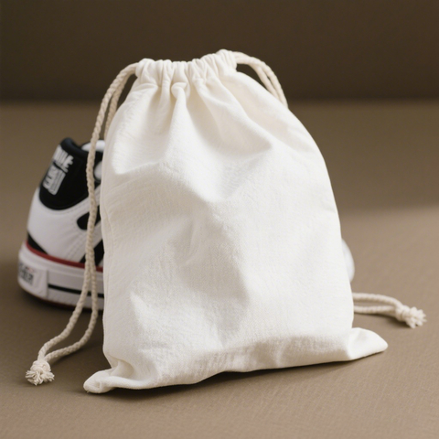 Cotton Shoe Dust Bag for Sneaker Custom Drawstring Pouch 13x17cm for Caps Belts or T-Shirts White/Unbleached